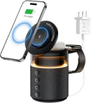 3 IN 1 Wireless Charging Station,Wireless Charger for iPhone17 16 15 14 13 12 Series Apple Watch Airpods,Bedside Docking Station with Light,Phone Stand with Bluetooth Speaker,Cool Tech Gadgets for Men