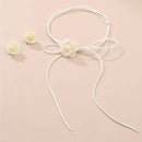 Denim Camellia Beaded Lace-up Necklace And Earrings Suite